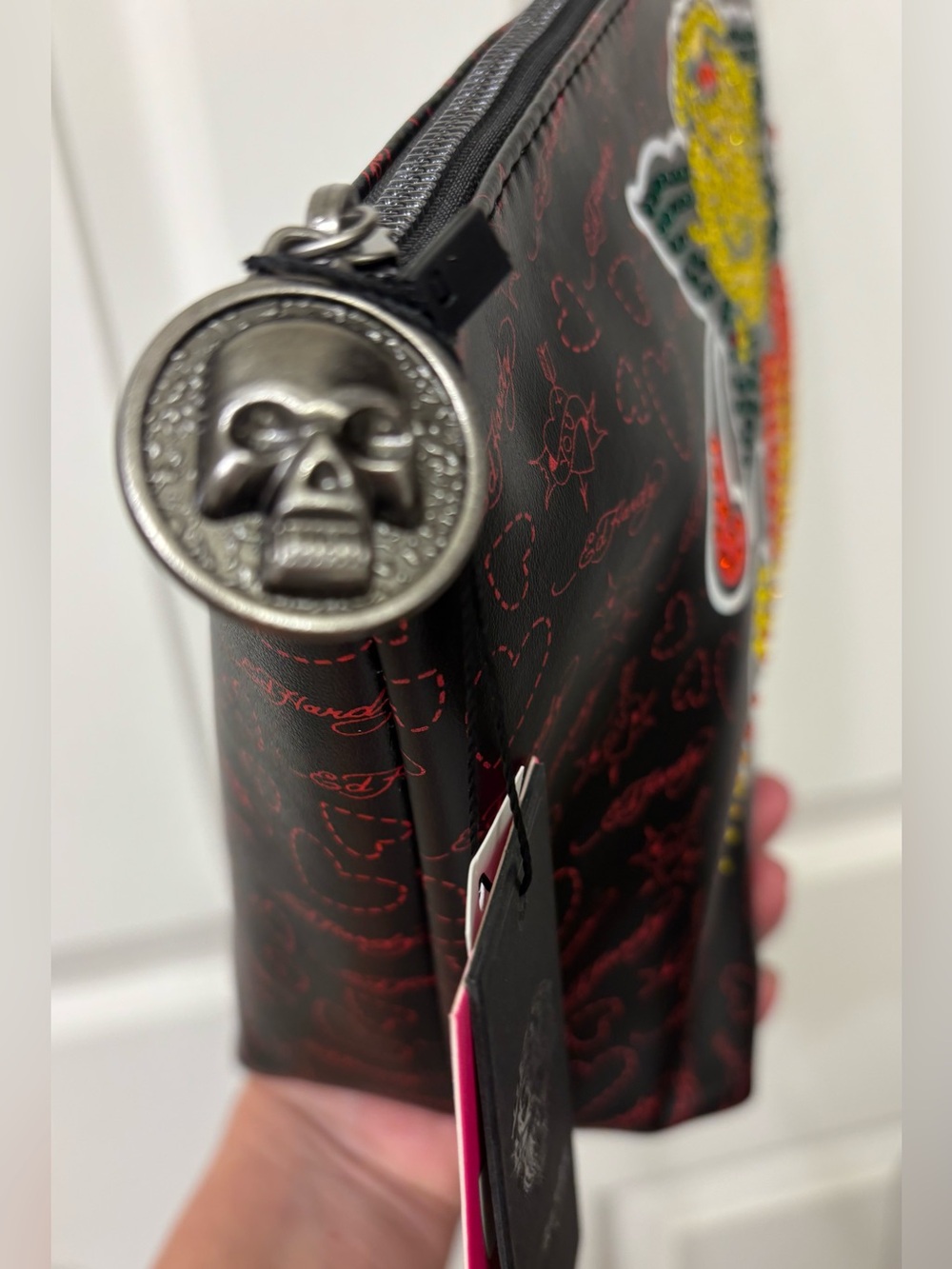 Ed Hardy large embellished makeup pouch NWT - Picture 7 of 8